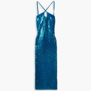 Cult Gaia Teal Sequin Backless Dress
